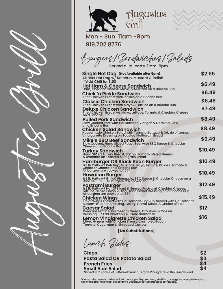 Augustus Grill - Louisburg, NC menu_pic