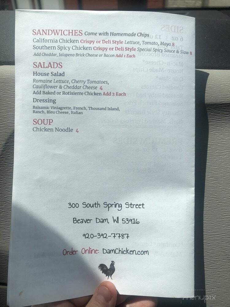 Dam Chicken - Beaver Dam, WI menu_pic