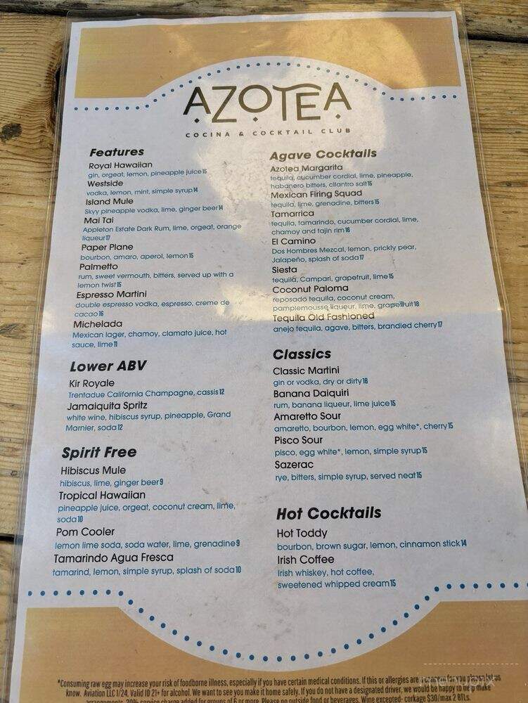 Azotea - Livermore, CA menu_pic
