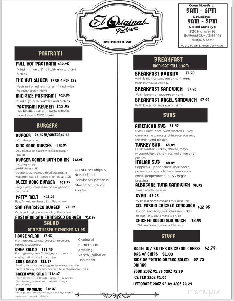 El Original Pastrami - Bullhead City, AZ menu_pic
