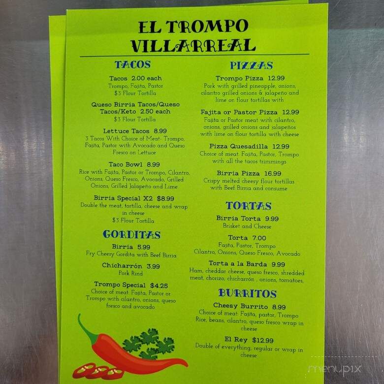 El Trompo Villarreal - Livingston, TX menu_pic
