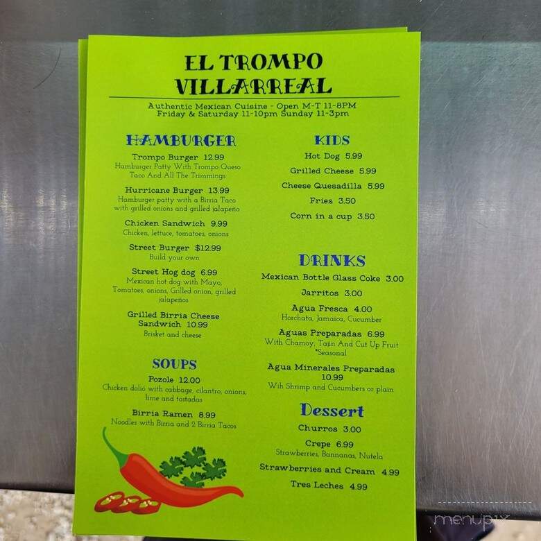 El Trompo Villarreal - Livingston, TX menu_pic