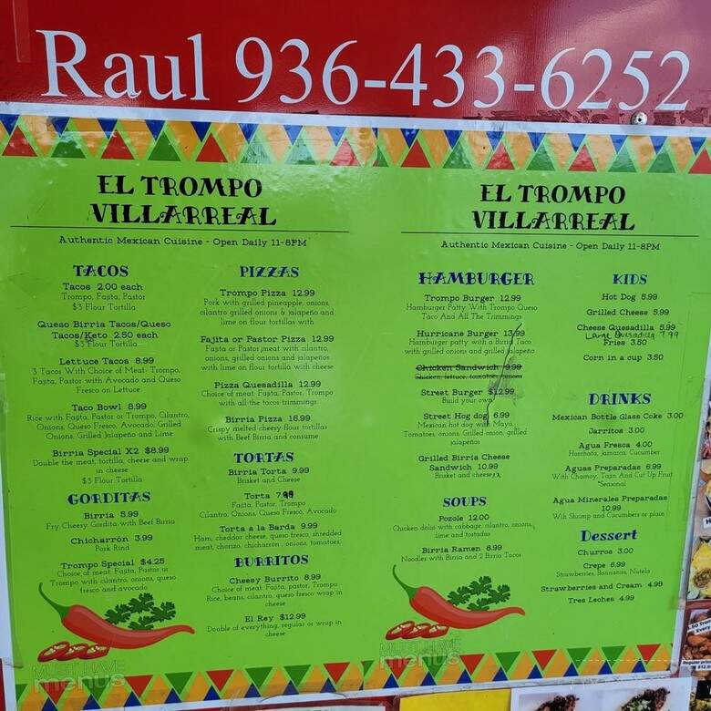 El Trompo Villarreal - Livingston, TX menu_pic