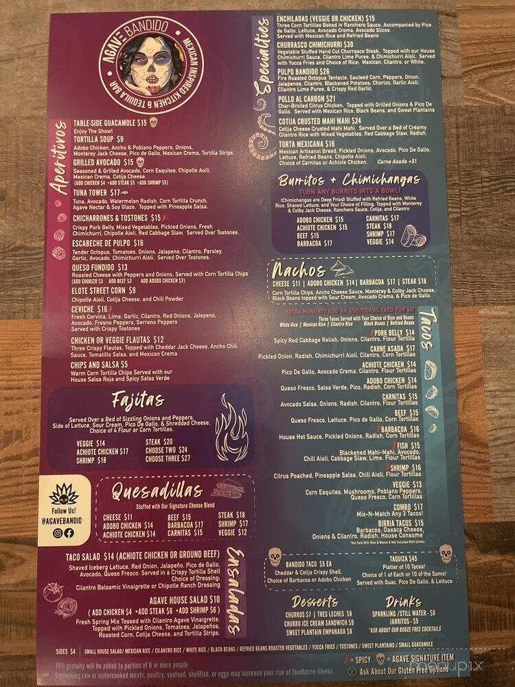 Agave Bandido - Sarasota, FL menu_pic