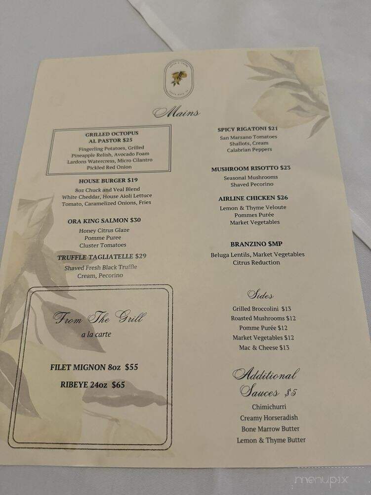 Lemon & Thyme - Costa Mesa, CA menu_pic