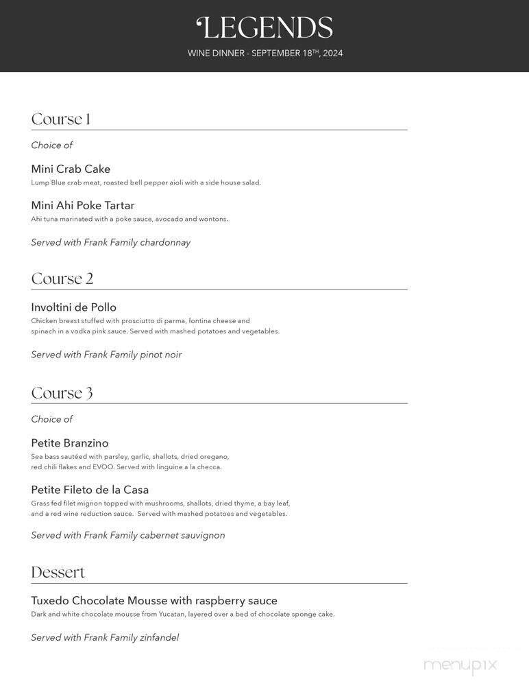 Legends Seafood & Steakhouse - Laguna Niguel, CA menu_pic