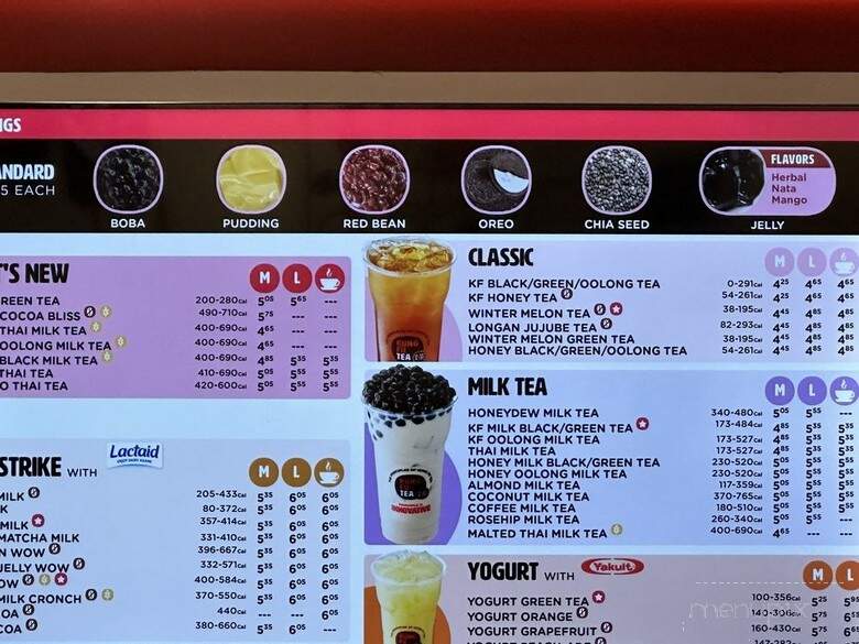 Kung Fu Tea - Coral Springs, FL menu_pic