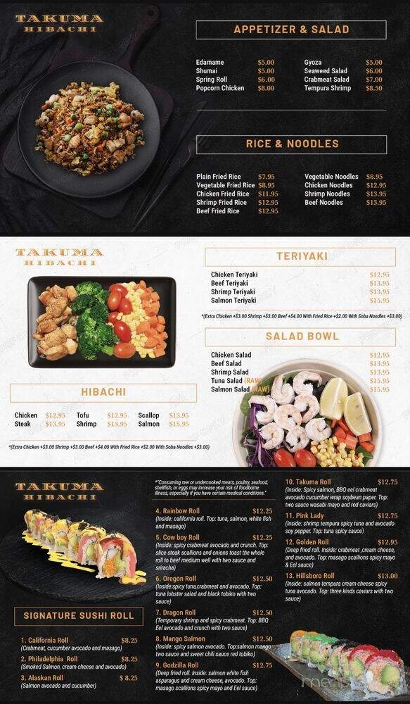 Takuma Hibachi - Hillsboro, OR menu_pic