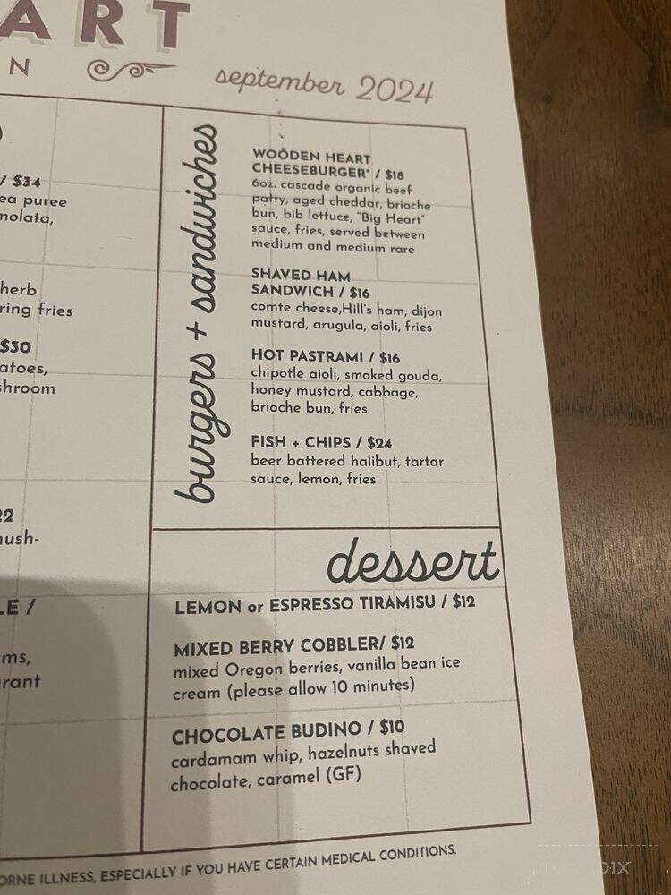 Wooden Heart Kitchen - Dundee, OR menu_pic