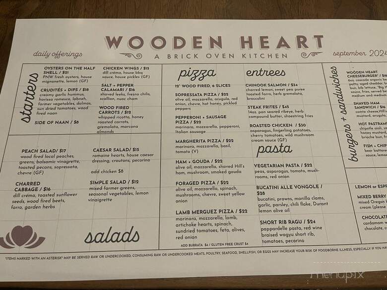 Wooden Heart Kitchen - Dundee, OR menu_pic