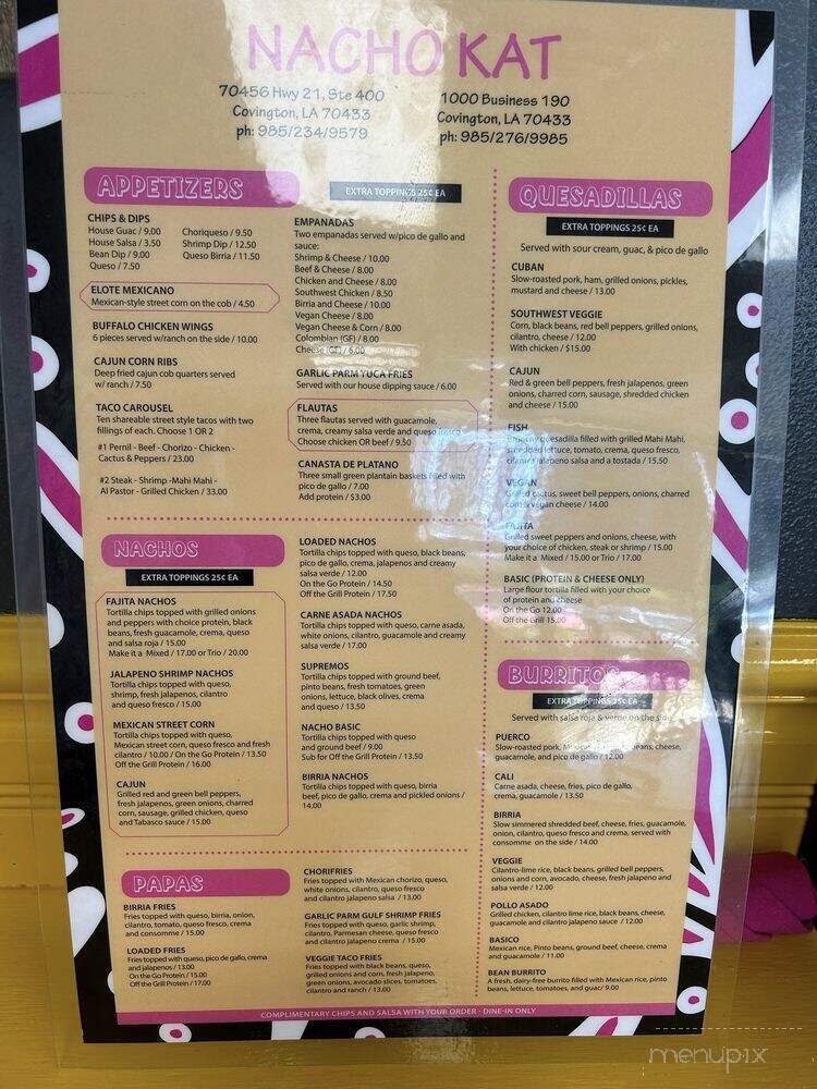 Nacho Kat - Covington, LA menu_pic