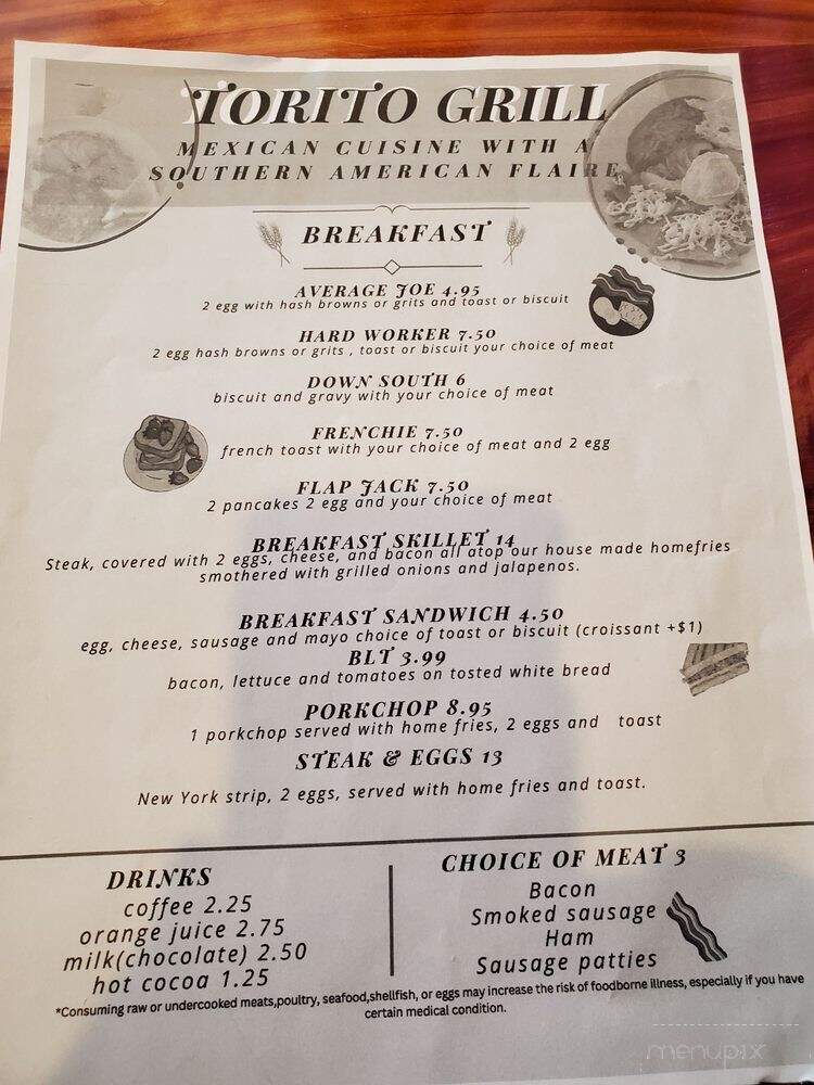 Torito Grill - Pearl River, LA menu_pic