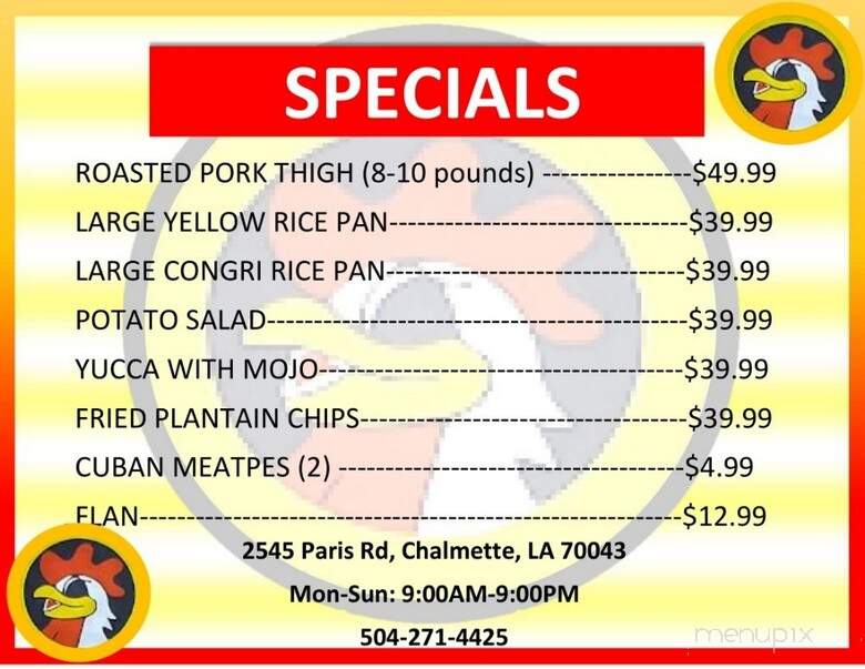 Fast Stop - Chalmette, LA menu_pic