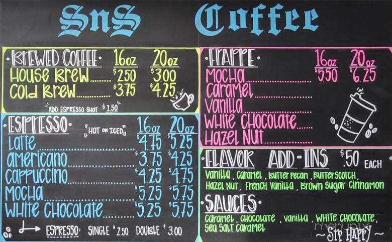 SnS Coffee - Summerdale, AL menu_pic