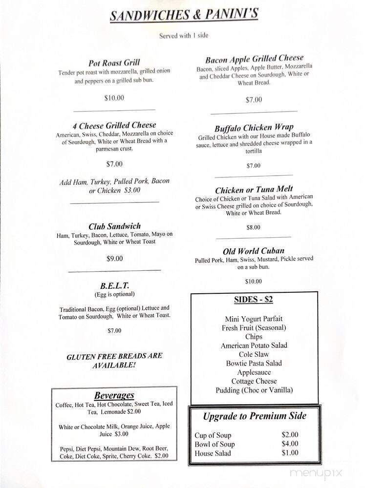 Old World Cafe - Columbia City, IN menu_pic