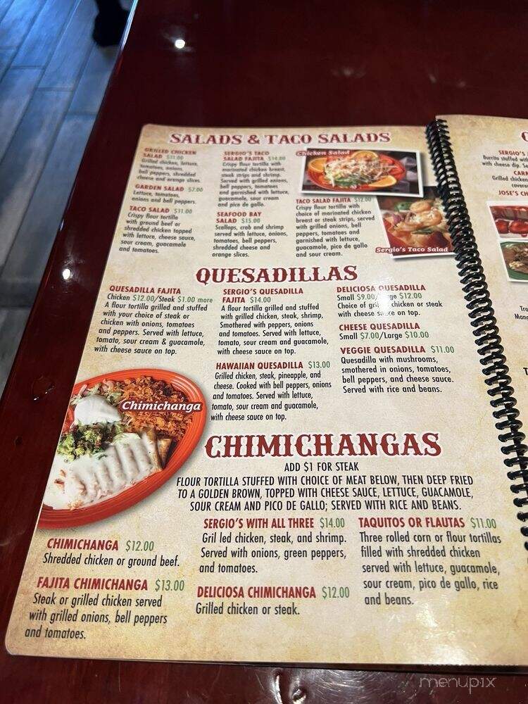 Sergio's Mexican Restaurant Bar and Grill - Louisville, KY menu_pic