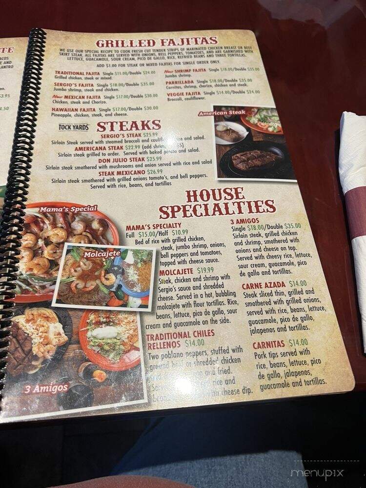 Sergio's Mexican Restaurant Bar and Grill - Louisville, KY menu_pic