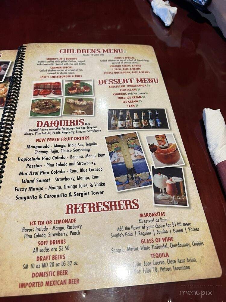 Sergio's Mexican Restaurant Bar and Grill - Louisville, KY menu_pic