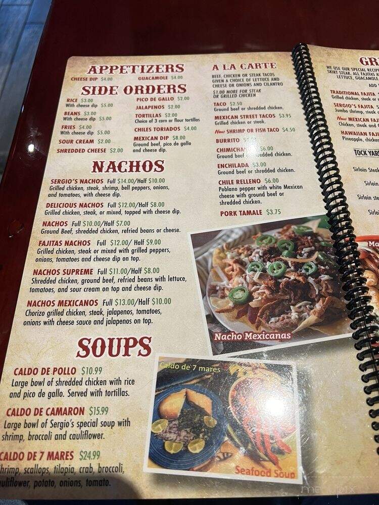 Sergio's Mexican Restaurant Bar and Grill - Louisville, KY menu_pic