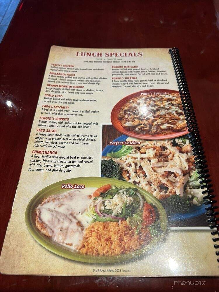 Sergio's Mexican Restaurant Bar and Grill - Louisville, KY menu_pic