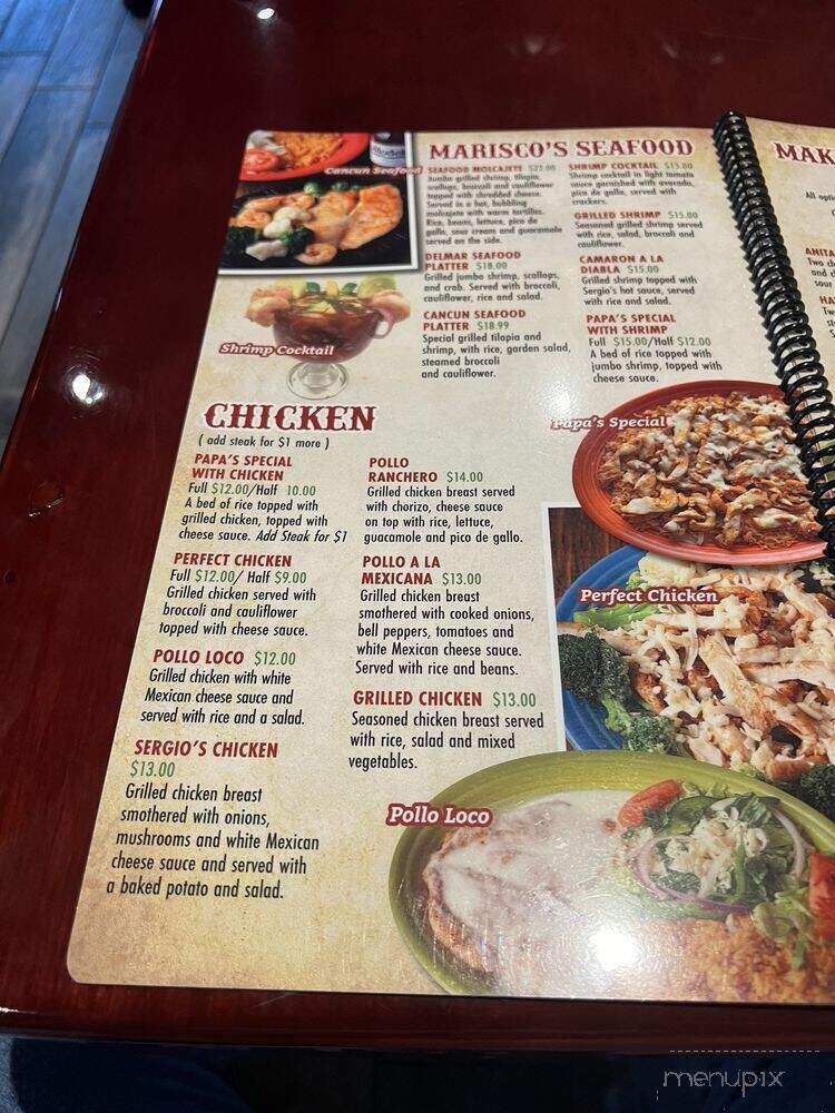 Sergio's Mexican Restaurant Bar and Grill - Louisville, KY menu_pic