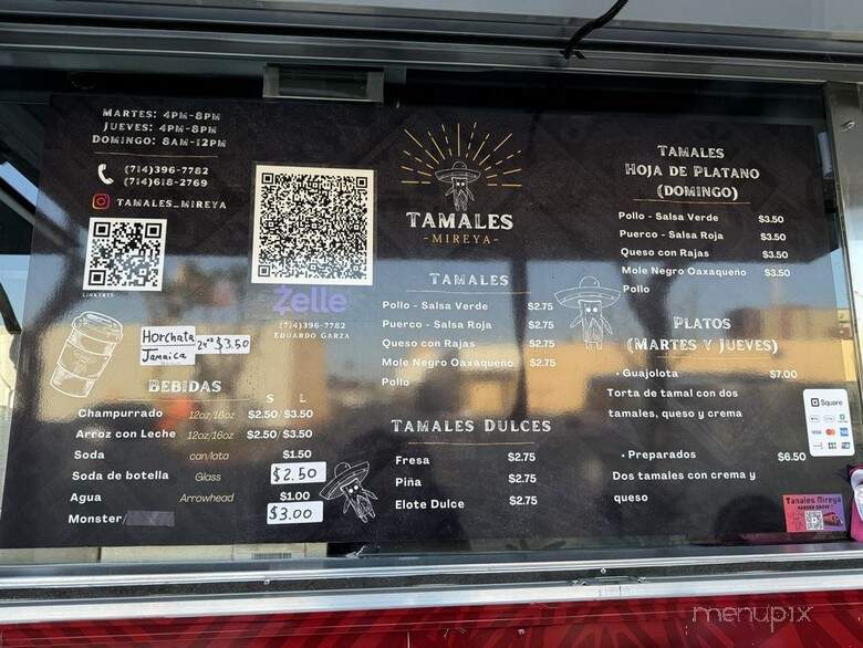 Tamales Mireya - Garden Grove, CA menu_pic