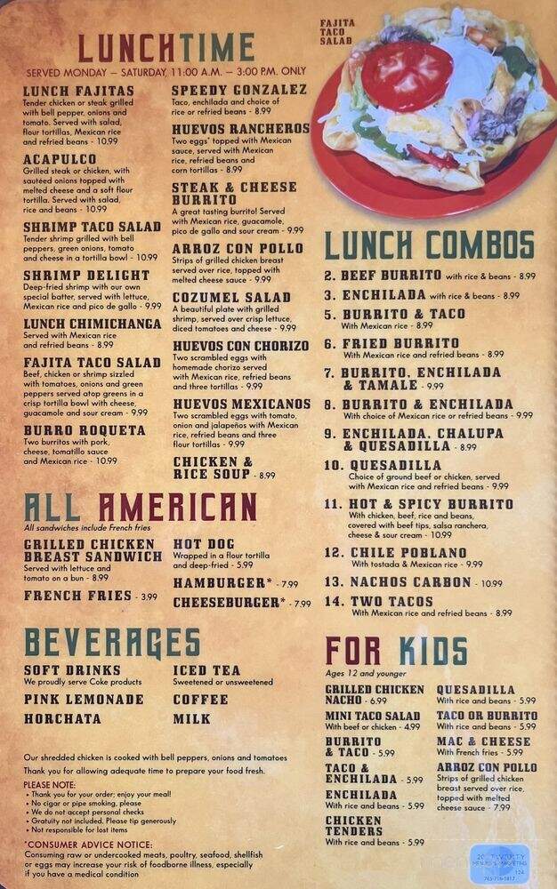 El Bronco - Brookville, OH menu_pic