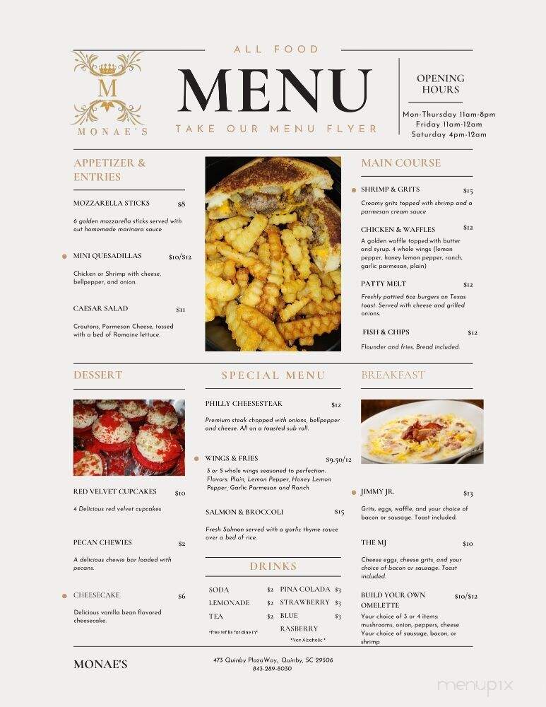 Monae's - Quinby, SC menu_pic