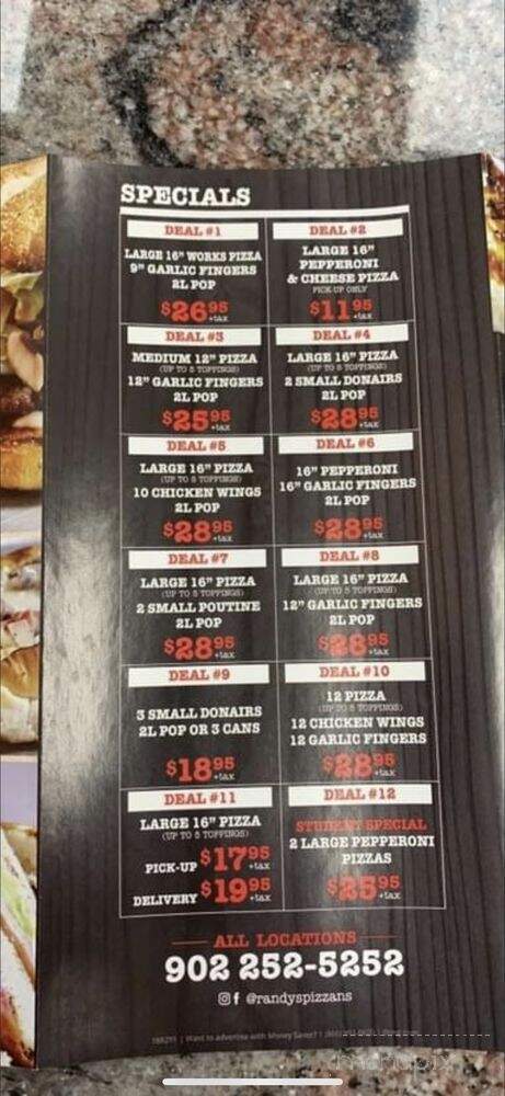 Randy's Pizza - Halifax, NS menu_pic