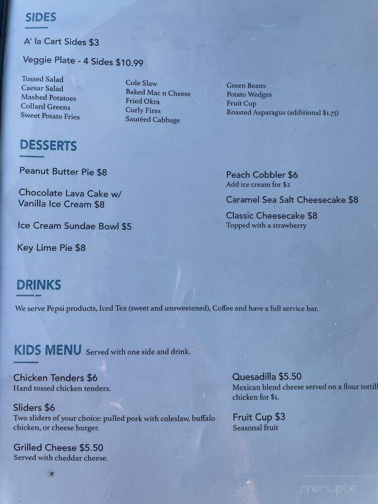 The Lake House - Savannah, GA menu_pic