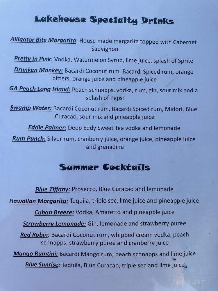 The Lake House - Savannah, GA menu_pic