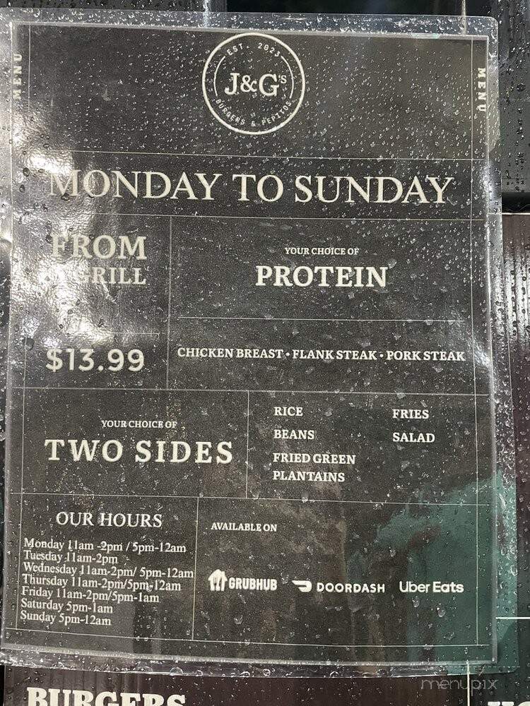J & G's Burgers & Pepitos - Jacksonville, FL menu_pic