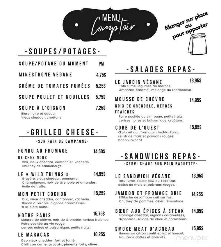 Le Take Out / Pret-A-Manger - Montreal, QC menu_pic