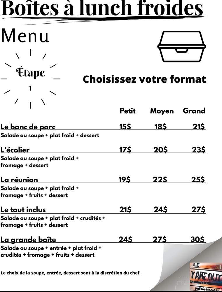 Le Take Out / Pret-A-Manger - Montreal, QC menu_pic