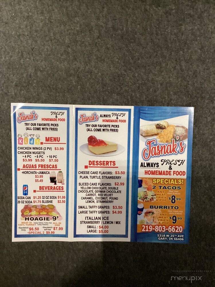 Jasnak - Gary, IN menu_pic