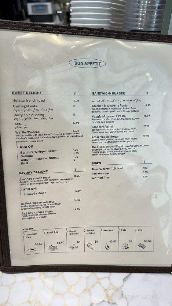 Ateaz Cafe - New York, NY menu_pic