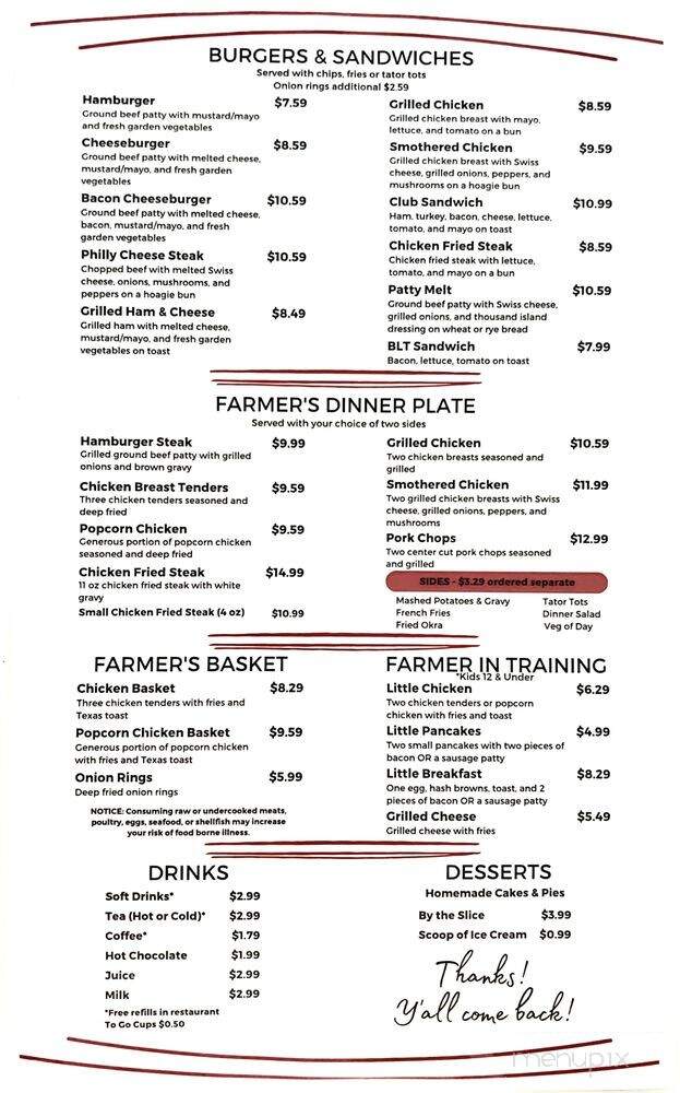 The Farmers Table - Clarksville, AR menu_pic