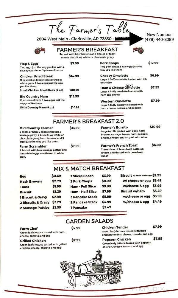 The Farmers Table - Clarksville, AR menu_pic