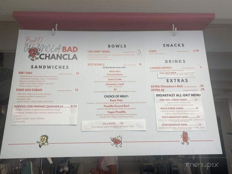 Bad Chancla - Seattle, WA menu_pic
