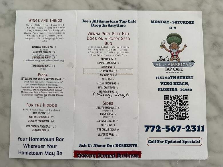 Joe's All American Tap Cafe - Vero Beach, FL menu_pic
