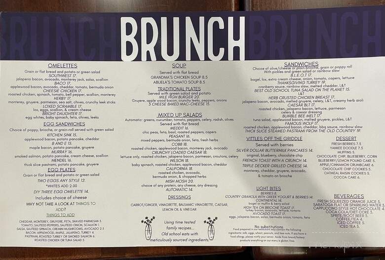 Brunch - New York, NY menu_pic
