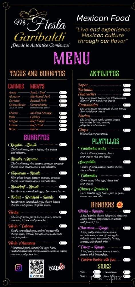 Mi Fiesta Garibaldi - Portland, OR menu_pic