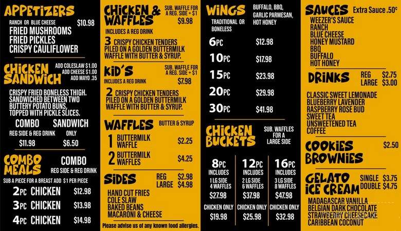 Weezer's Sweet Chicken and Waffles - Cassville, MO menu_pic