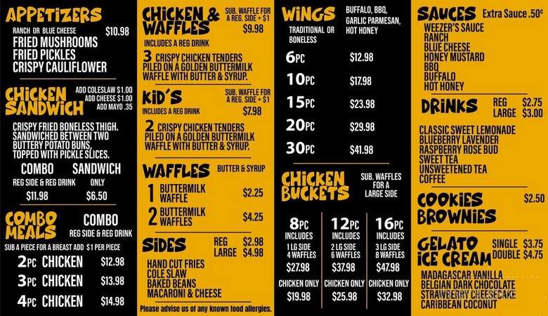 Weezer's Sweet Chicken and Waffles - Cassville, MO menu_pic