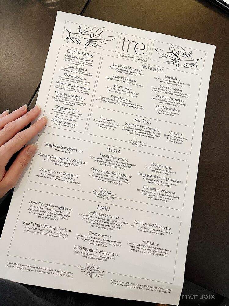 Tre On Main - Carmel, IN menu_pic