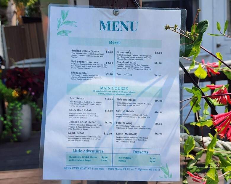 Anatolia Cuisine DC - Ephraim, WI menu_pic