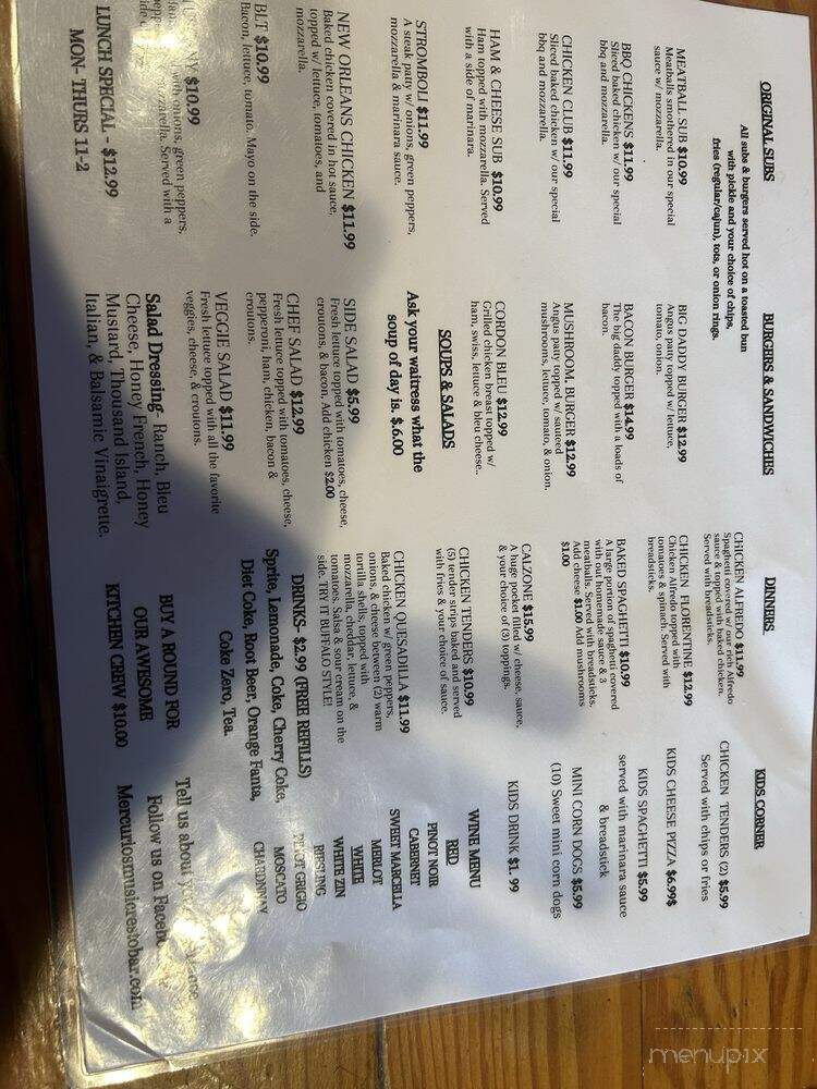 Mercurio's Music & RestoBar - Louisville, KY menu_pic