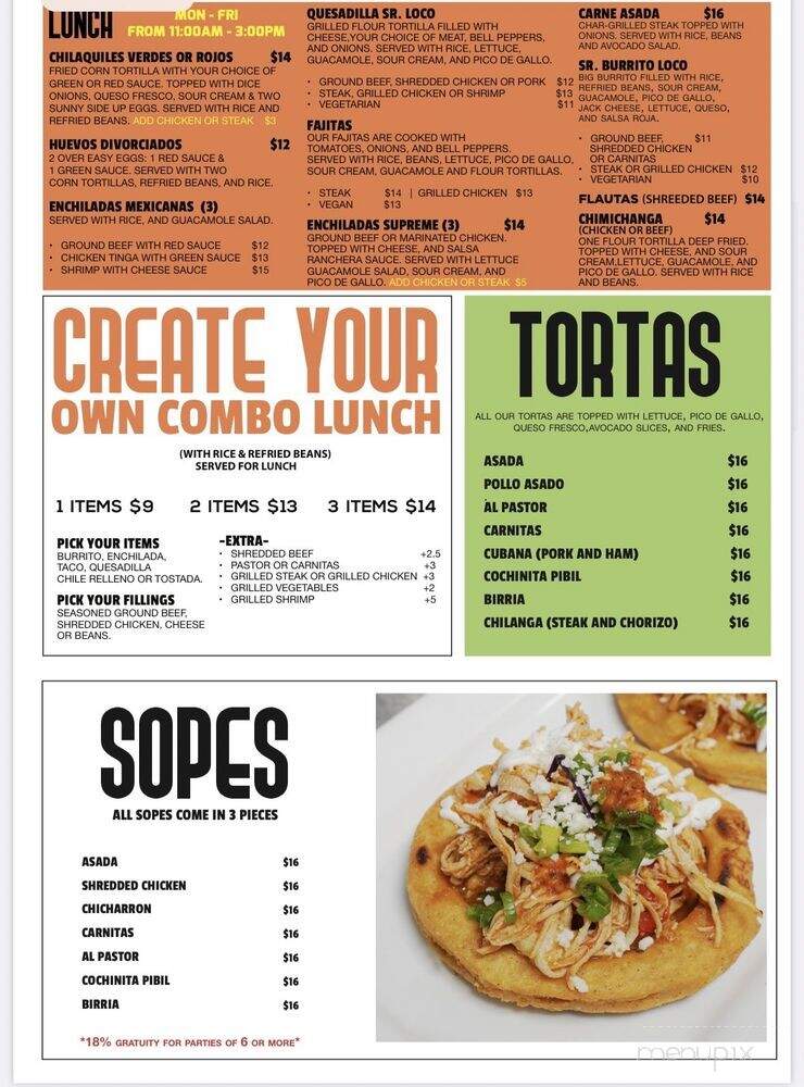 Senor Loco Tacos & Tequila - Jacksonville, FL menu_pic
