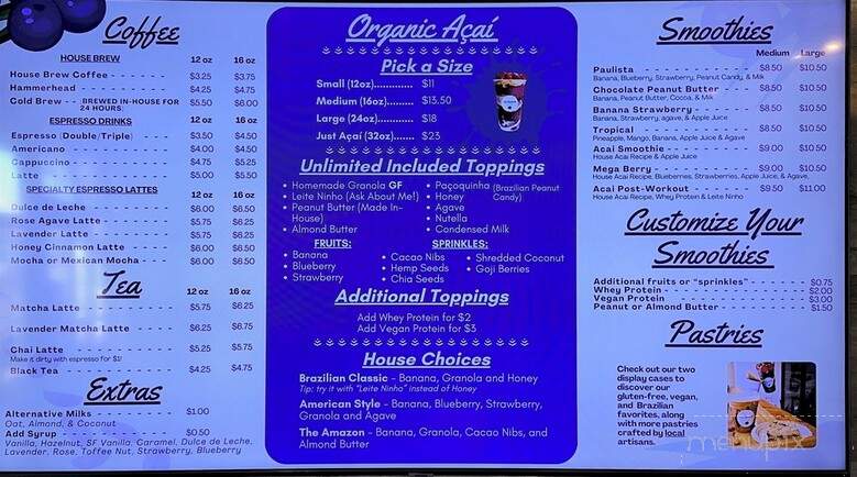 The American Acai Cafe - San Diego, CA menu_pic