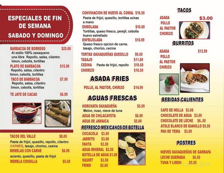 Antojitos Oaxaquenos - North Las Vegas, NV menu_pic